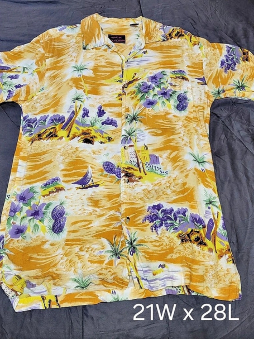 Jack Hollywood Floral Hawaiian Shirt Size M Yellow & Purple